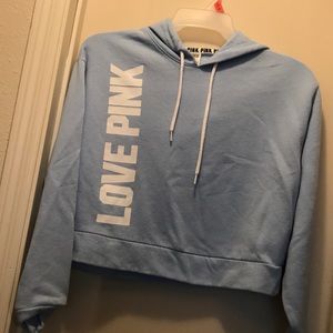 Pink cropped hooded sweatshirt